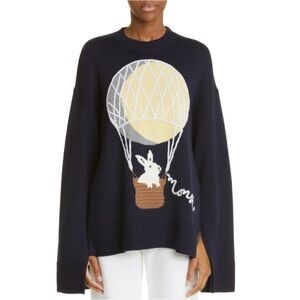 MONSE Intarsia Knit Merino Wool Jumper Sweater Midnight Navy Split Cuff